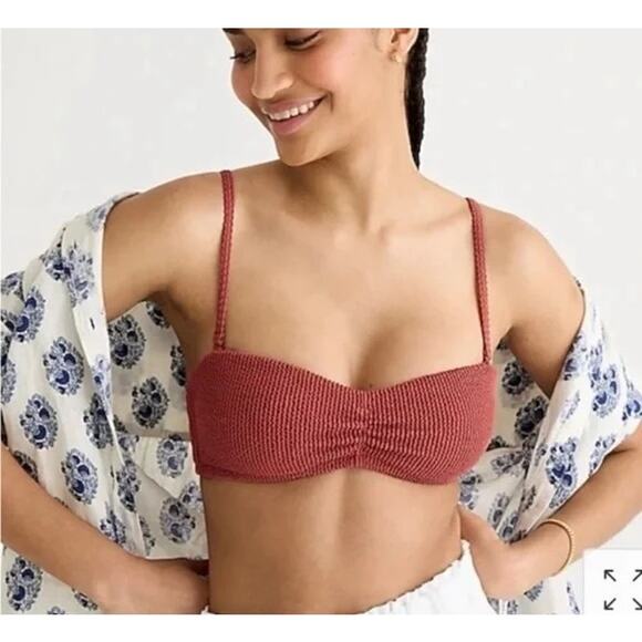 NWT J. Crew Textured Convertible Scrunchie Stretch Sweetheart Bikini Top 3X 2891 - Picture 1 of 12